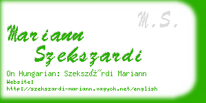 mariann szekszardi business card